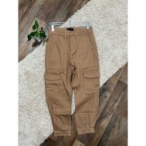 Banana Republic Size 00 Petite Iced Latte Tan Tapered Utility Cargo Jeans